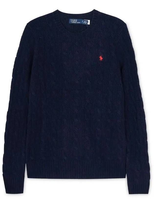 Embroidered Logo Pony Cable Knit Top Navy - POLO RALPH LAUREN - BALAAN 2