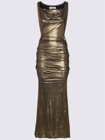 Vivienne Westwood Gold Tone Viscose Maxi Dress - VIVIENNE WESTWOOD - BALAAN 1