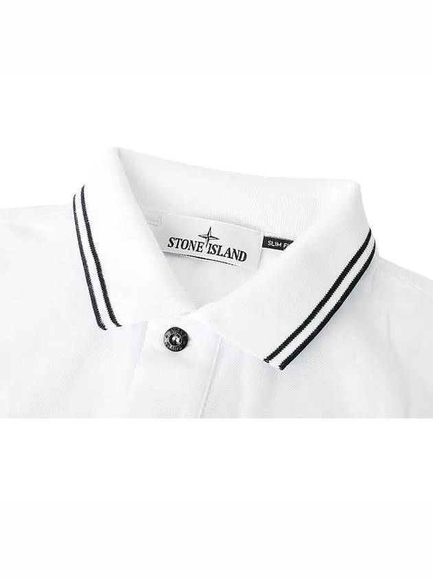 Logo Patch Polo Shirt White - STONE ISLAND - BALAAN 4