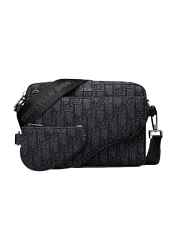 Oblique Jacquard Saddle Triple Pouch Cross Bag Black - DIOR - BALAAN 1