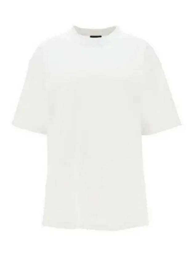 Rhinestone Logo Cotton Short Sleeve T-Shirt White - BALENCIAGA - BALAAN 2