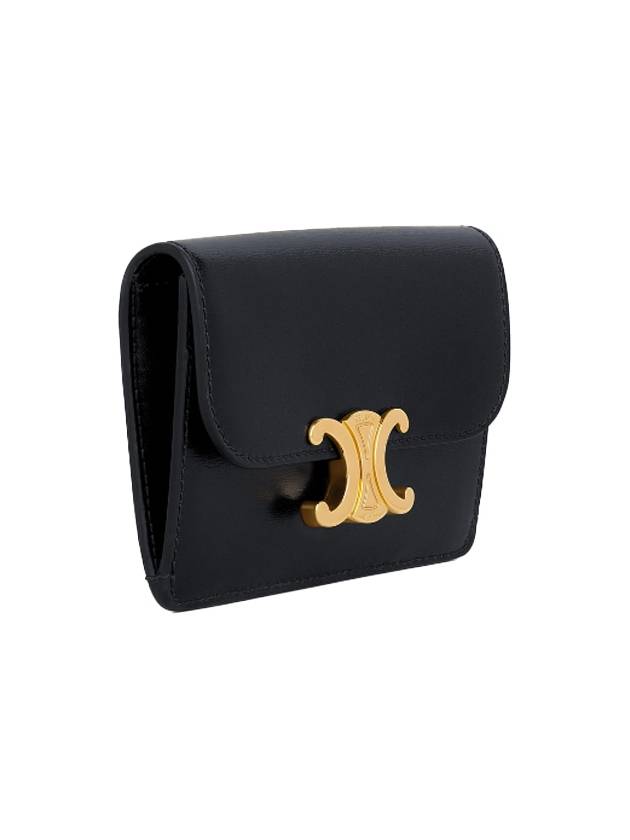 Triomphe Shiny Calfskin Flap Card Wallet Black - CELINE - BALAAN 3