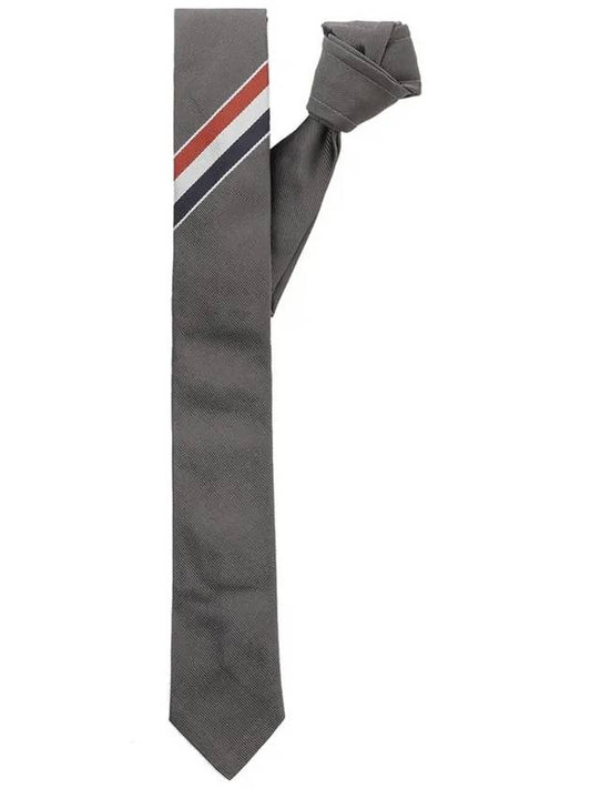 Men's Grosgrain Stripe Tie Dark Grey - THOM BROWNE - BALAAN 2