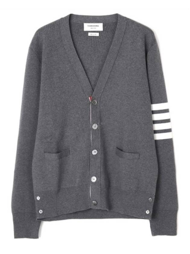 Milano Stitch 4-Bar Cardigan Medium Grey - THOM BROWNE - BALAAN 2