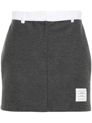 Tech Twill Mini H Line Skirt Grey - THOM BROWNE - BALAAN 1