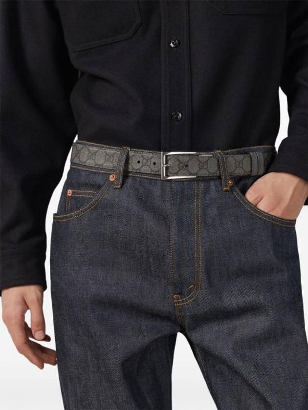 Square Buckle Reversible Belt Grey - GUCCI - BALAAN 8