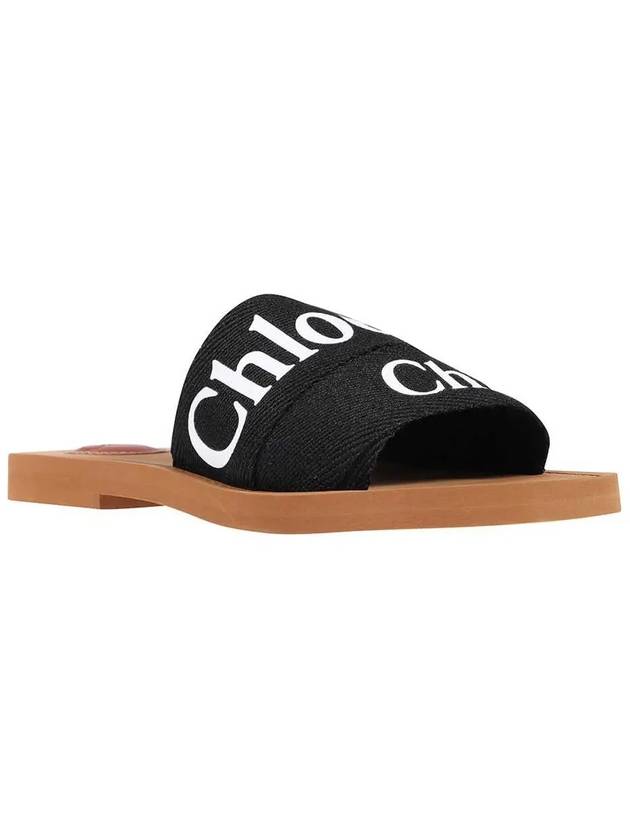 Woody Logo Flat Mule Slippers Black - CHLOE - BALAAN 3