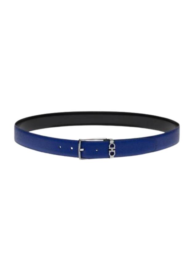 Gancini Reversible Adjustable Leather Belt Lapis Lazuli Black - SALVATORE FERRAGAMO - BALAAN 1