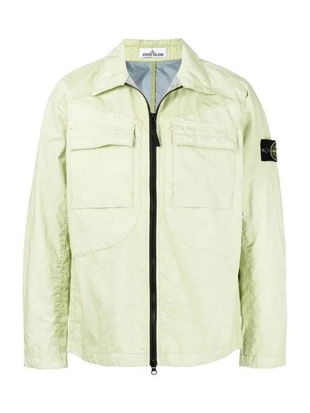 Men's Membrana Wappen Zip-Up Jacket Light Green - STONE ISLAND - BALAAN 3