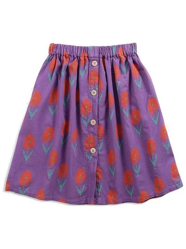 Kids Floral Pattern Skirt Purple 122AC092 540 - BOBO CHOSES - BALAAN 3