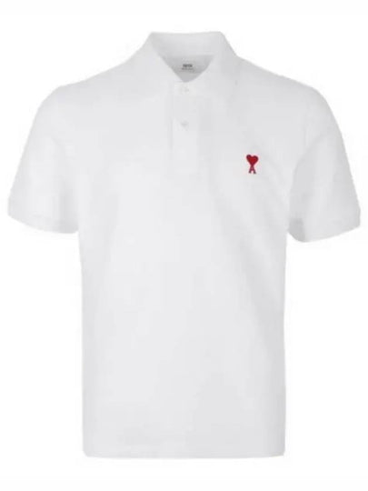 Small Heart Logo Polo Shirt White - AMI - BALAAN 2