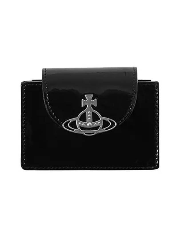 Shiny Patent Flap Card Wallet Black - VIVIENNE WESTWOOD - BALAAN 1