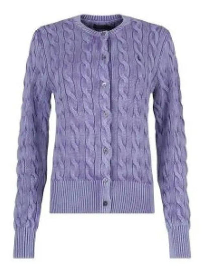 Pony Logo Cable Cardigan Lavander - POLO RALPH LAUREN - BALAAN 2