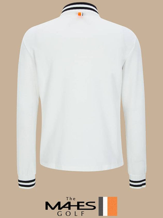 Logo Long Sleeve T-Shirt White Orange Label Homme Classic Collar T-Shirt GT50515 - MAHES - BALAAN 2