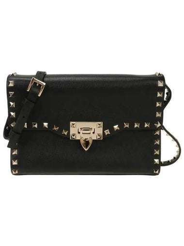 Small Rockstud Grainy Calfskin Cross Bag Black - VALENTINO - BALAAN 1