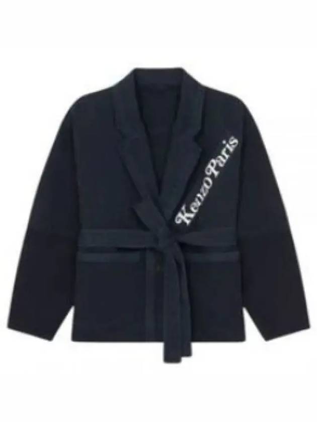 Cropped Boxy Workwear Belt Cotton Jacket Navy - KENZO - BALAAN 2