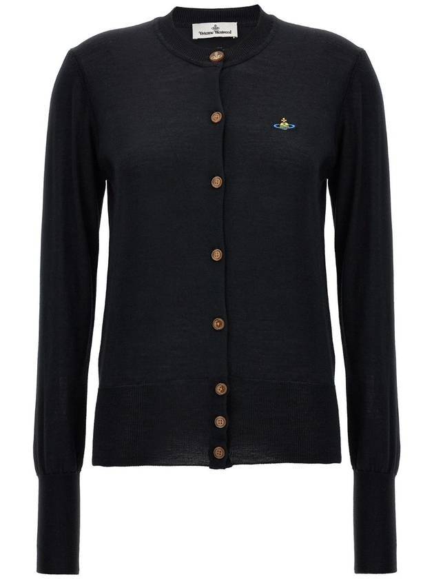 Bea Embroidered Logo Cardigan Black - VIVIENNE WESTWOOD - BALAAN 1