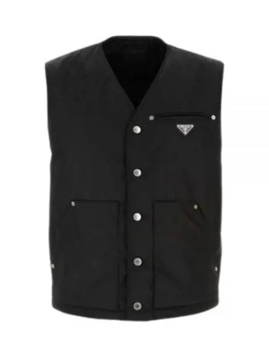 triangle logo re-nylon padded vest black - PRADA - BALAAN 2