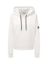 Women's Silver Logo Patch Sweatshirt Hooded Top Ivory - MONCLER - BALAAN.