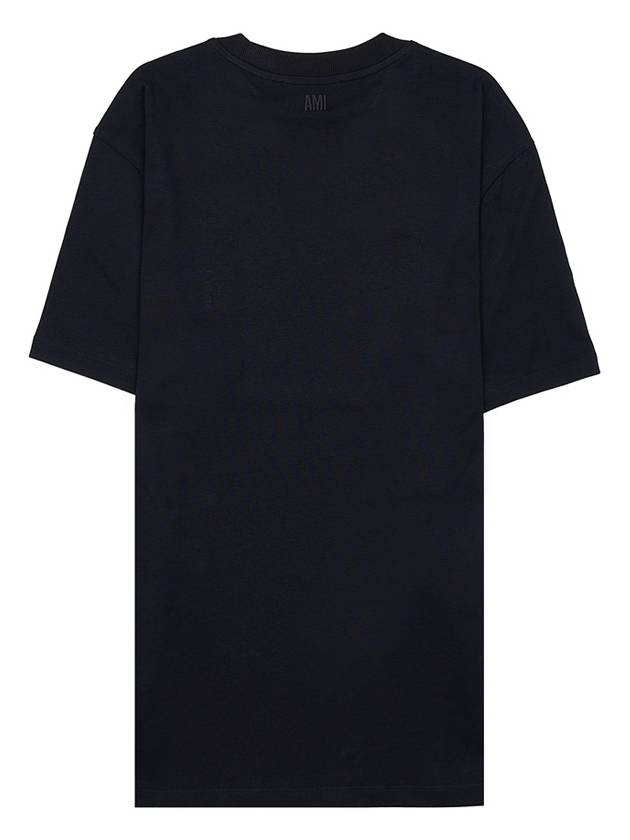 Tone On Tone Heart Logo Organic Cotton Short Sleeve T-Shirt Black - AMI - BALAAN 3