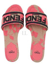 Rose Print Embroidered Logo Canvas Slide Slippers Pink - FENDI - BALAAN 2