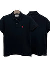 Men's Heart Logo Polo Shirt Black - AMI - BALAAN 2