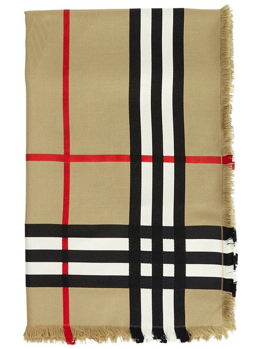 Montage Print Large Square Silk Wool Scarf Beige - BURBERRY - BALAAN 2