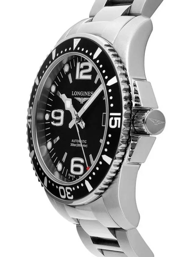 Hydro Conquest Automatic Black Dial Steel Watch Silver - LONGINES - BALAAN.