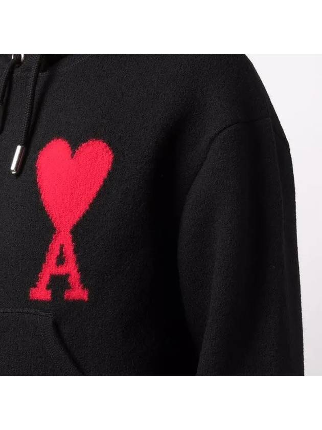 Big Heart Logo Wool Hoodie Black - AMI - BALAAN 8