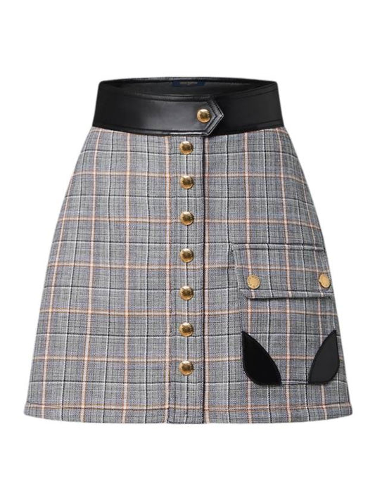 Leather Trim Check Mini Skirt 1ABRGD - LOUIS VUITTON - BALAAN 1