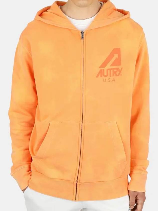 Men's Match Point Logo Zip-Up Hoodie Orange - AUTRY - BALAAN 2