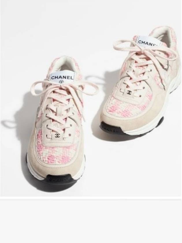 CC logo tweed women s sneakers pink G38299 Y56627 L6020 - CHANEL - BALAAN 2