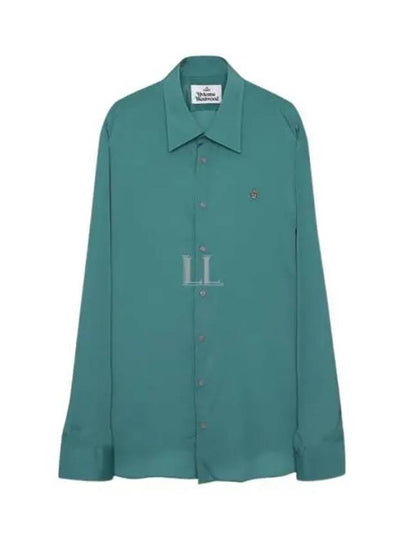 Men's Ghost Embroidered Logo Long Sleeve Shirt Green - VIVIENNE WESTWOOD - BALAAN 2