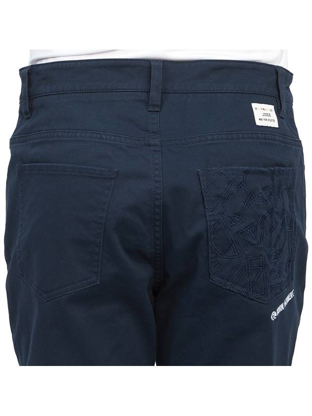 Men's Dialogue Slim Cotton Blend Pants Navy - HORN GARMENT - BALAAN 8