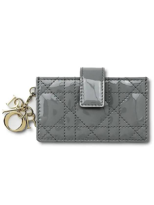 Lady 5-Gusset Patent Cannage Calfskin Card Wallet Grey - DIOR - BALAAN 1