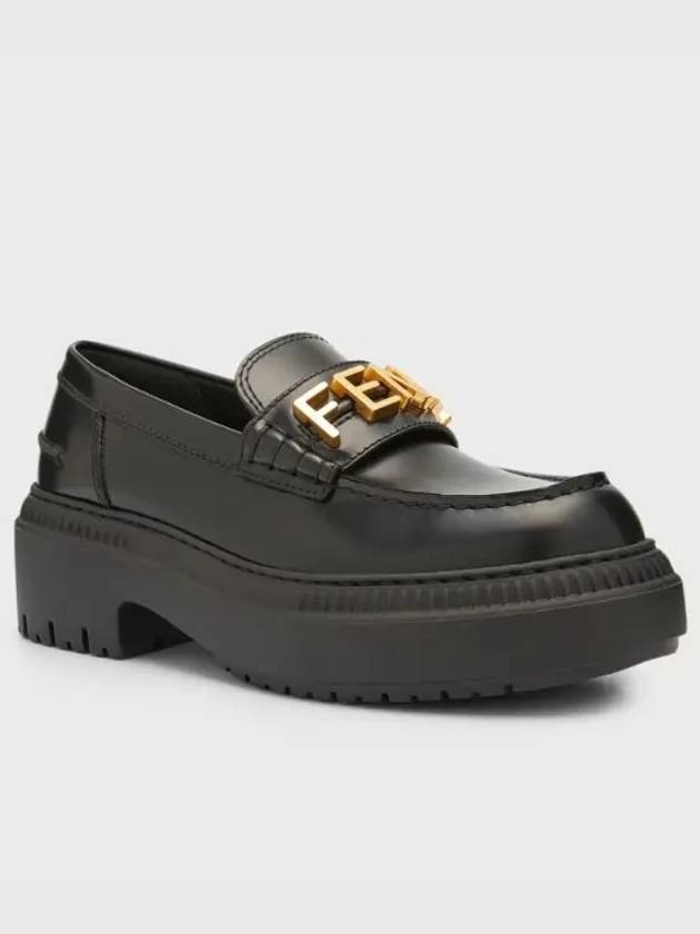 Graphy Logo Leather Loafers Black - FENDI - BALAAN 5