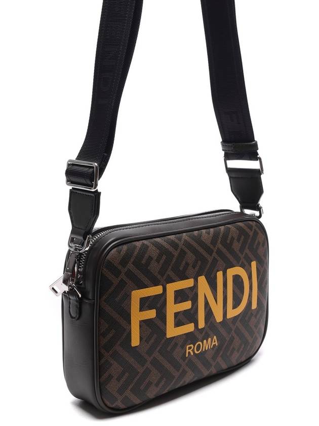 Yellow Logo FF Fabric Camera Cross Bag Brown - FENDI - BALAAN.