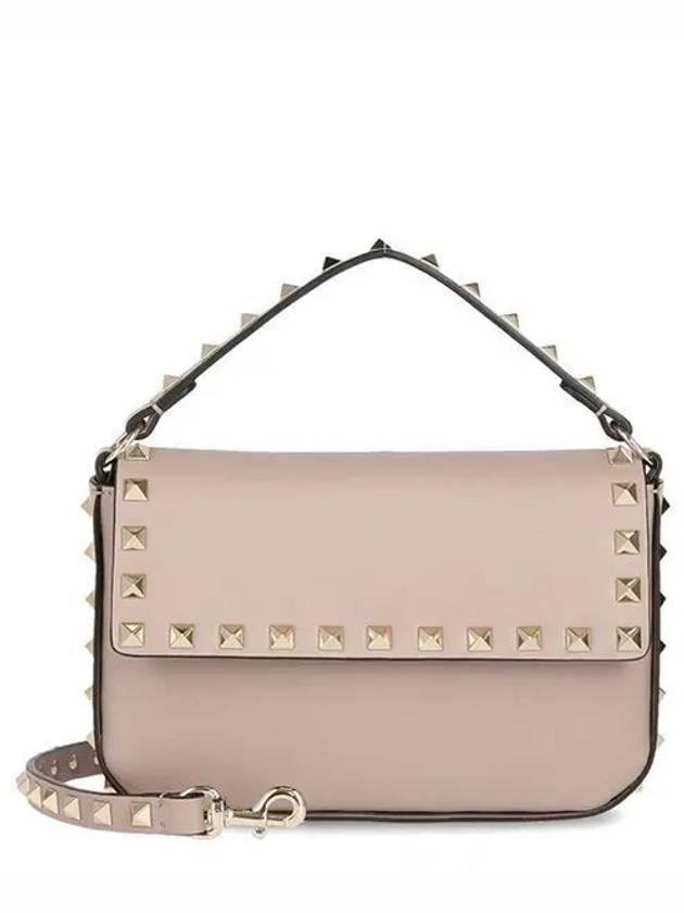 Women's Rockstud Logo Detail Leather Cross Bag Pink - VALENTINO - BALAAN 2