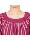 Women's Lace Collar Striped Cotton Blouse Pink - VANESSA BRUNO - BALAAN 7