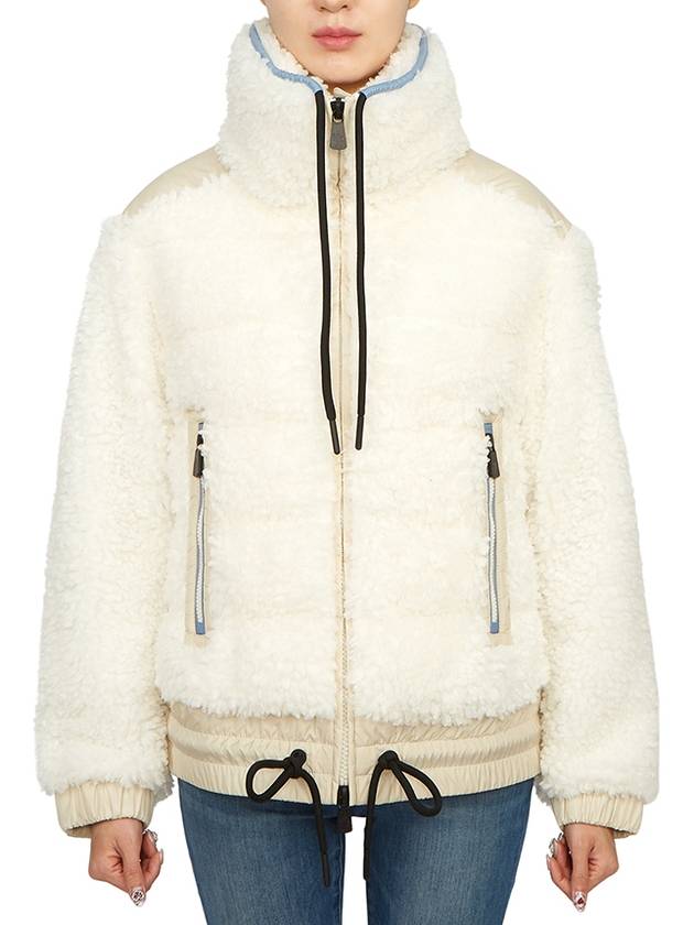 Women's Grenoble Teddy Logo Patch Shearling Coat White - MONCLER - BALAAN 2