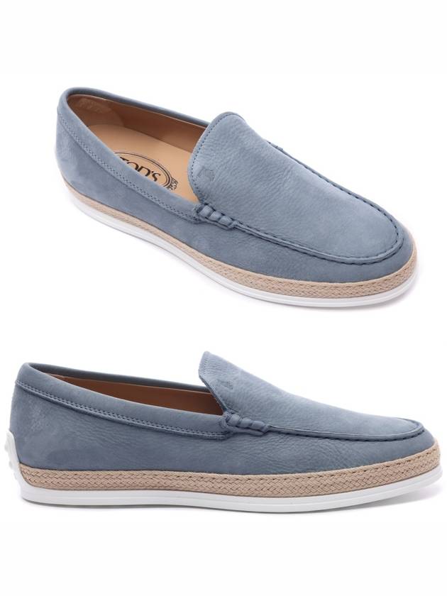 Men's Newbuck Embossed Logo Slip-On Loafers Blue - TOD'S - BALAAN 3