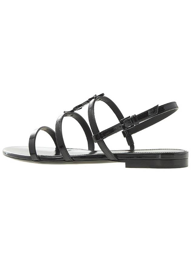 Cassandra Monogram Leather Sandals Black - SAINT LAURENT - BALAAN 4