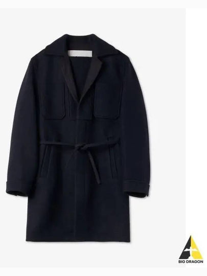 Handwarmer Pocket Midi Wool Single Coat Navy - JIL SANDER - BALAAN 2