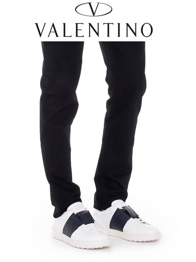 Men's Hidden Open Band Low Top Sneakers White Navy - VALENTINO - BALAAN 3