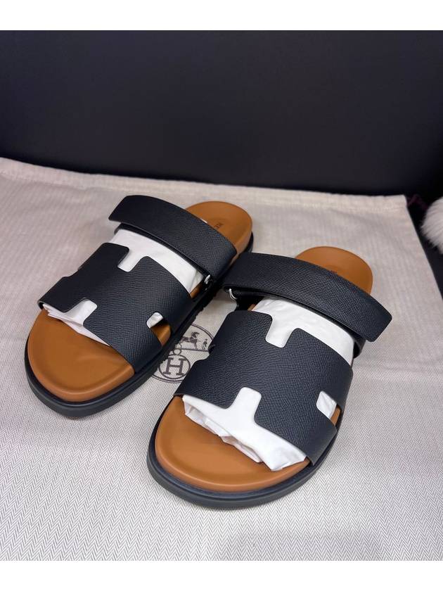 Chypre Calfskin Sandals Black - HERMES - BALAAN 3