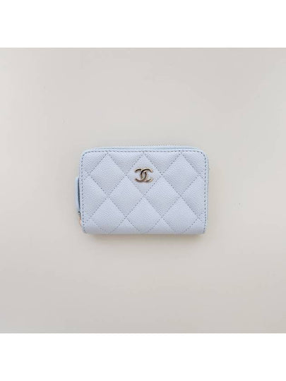 Classic zipper card wallet light blue caviar gold AP0216 - CHANEL - BALAAN 2