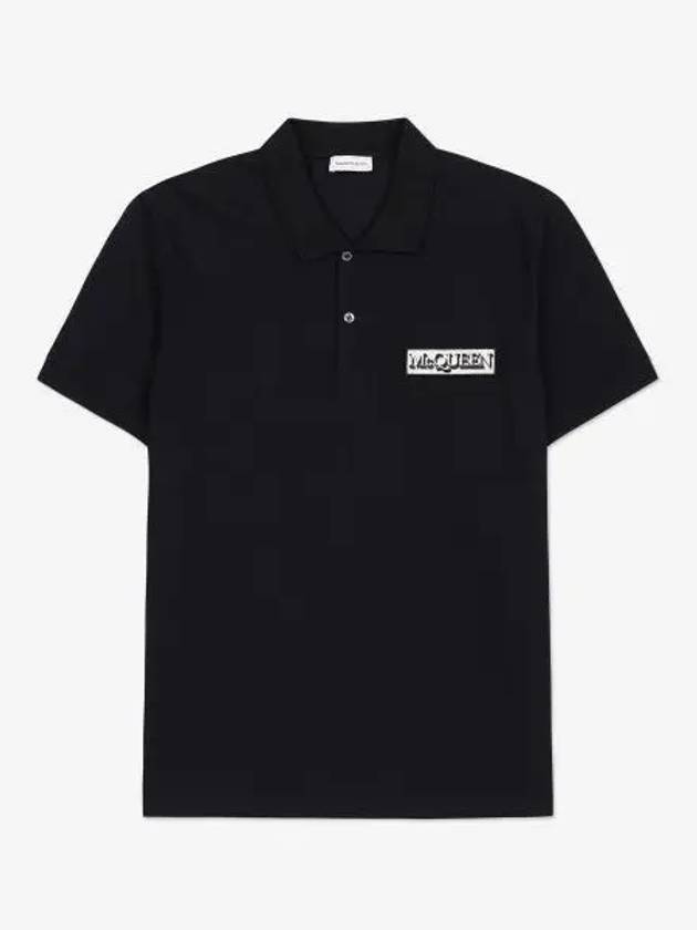 Logo Patch Short Sleeve Polo Shirt Black - ALEXANDER MCQUEEN - BALAAN 2