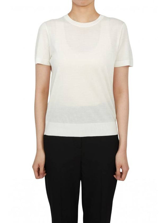 Women's Regal Wool Slim Crew Neck Short Sleeve T-Shirt Ivory - THEORY - BALAAN 2