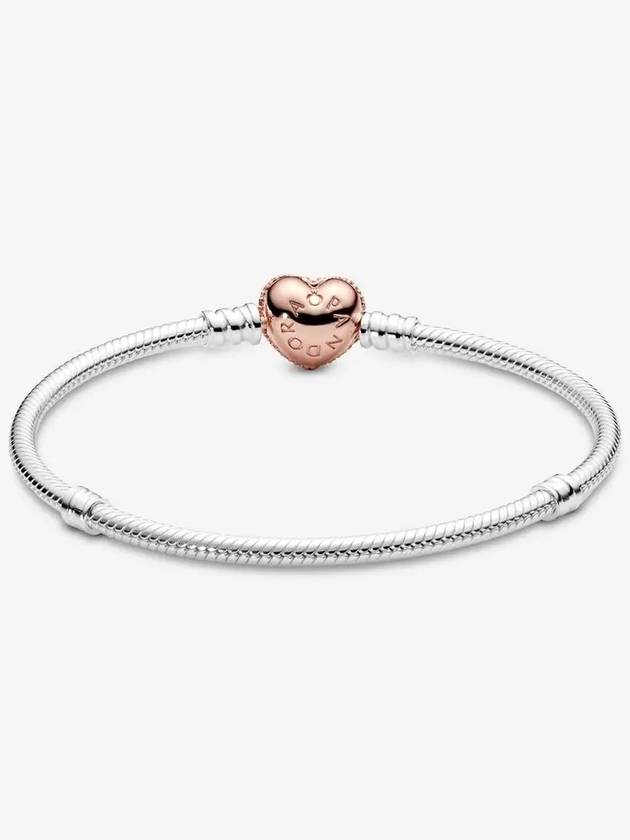 Rose Moments Pave Heart Clasp Bracelet Silver - PANDORA - BALAAN 4