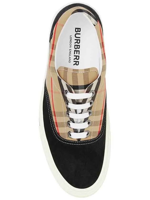 Men's Wilson Vintage Check Mix Low Top Sneakers Black Brown - BURBERRY - BALAAN 4